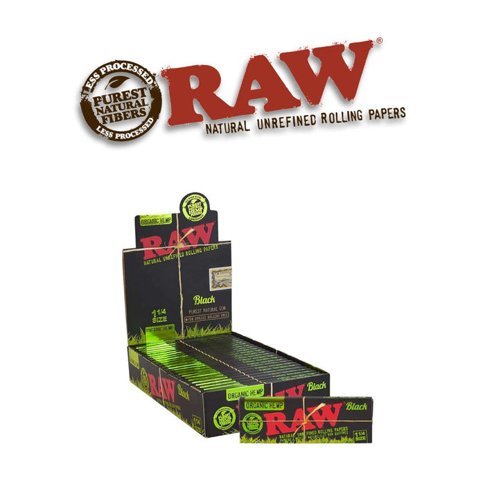 Raw Black Organic Papers 1 1/4- 24ct - Rolling Papers Raw wholesale supplier A1 main