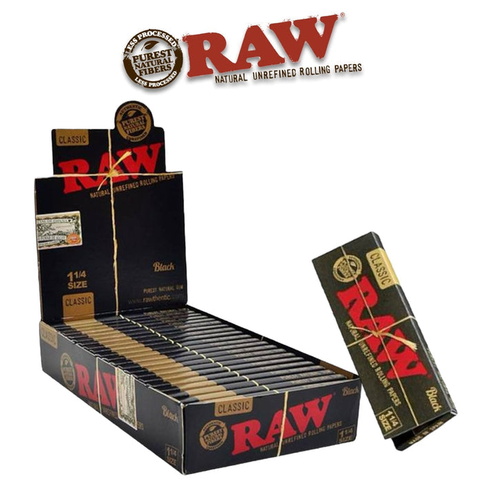 Raw Black Papers 1 1/4- 24ct - Rolling Papers Raw wholesale supplier A1 main