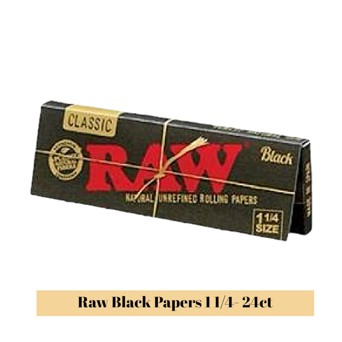Raw Black Papers 1 1/4- 24ct - Rolling Papers Raw wholesale supplier A1 main