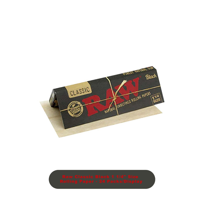 Raw Black Rolling Papers 1 1/4- 24ct - Rolling Papers Raw wholesale supplier A1 main