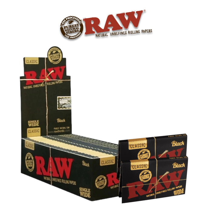 Raw Black Single Wide Papers- 25ct - Rolling Papers Raw wholesale supplier A1 main