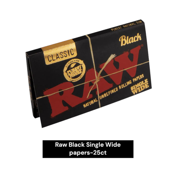 Raw Black Single Wide Papers- 25ct - Rolling Papers Raw wholesale supplier A1 main