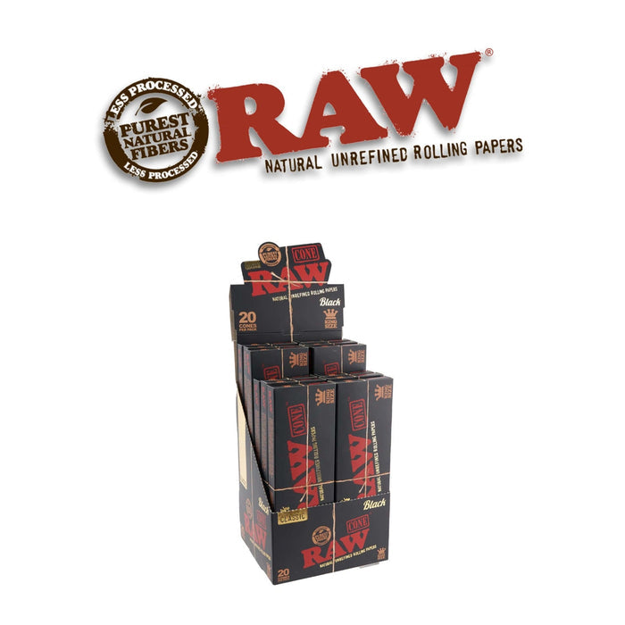 Raw Classic Black Cone King 20pk-12ct - Rolling Papers Raw wholesale supplier A1 main