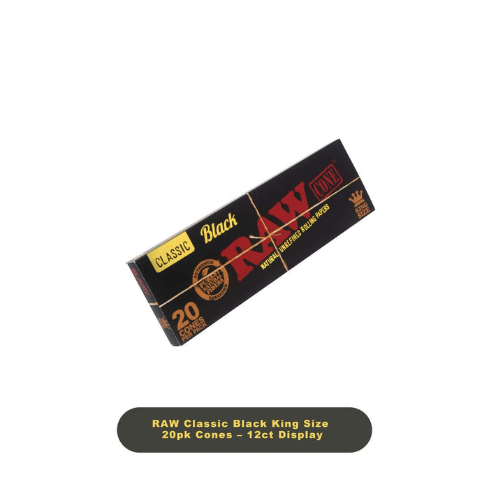 Raw Classic Black Cone King 20pk-12ct - Rolling Papers Raw wholesale supplier A1 main