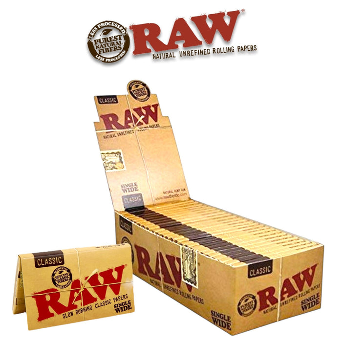 Raw Classic Single Wide Papers- 25ct - Rolling Papers Raw wholesale supplier A1 main