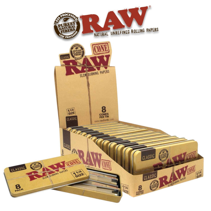 Raw Classic TIN Cone 1 1/4-8ct - Rolling Papers Raw wholesale supplier A1 main