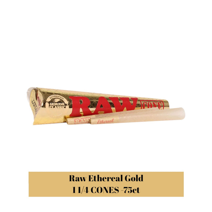 Raw Ethereal CONES Gold 1 1/4 -75ct - Rolling Papers Raw wholesale supplier A1 main