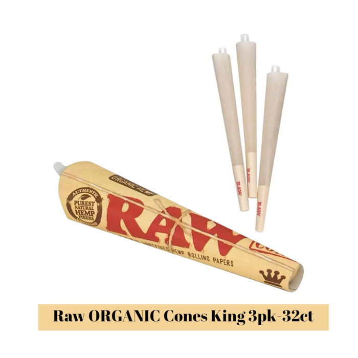 Raw ORGANIC Cones King 3pk-32ct - Rolling Papers Raw wholesale supplier A1 main