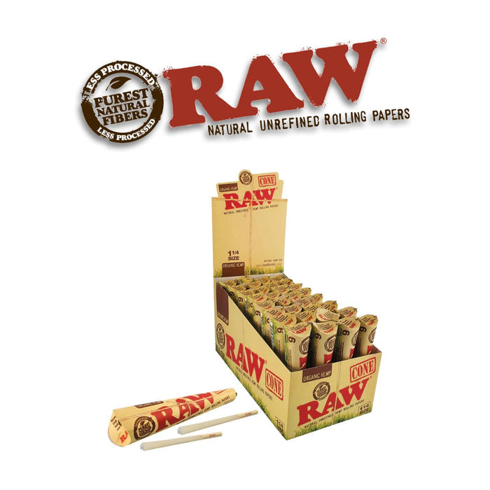 Raw Organic Hemp 1 1/4 Cones 6pk-32ct - Rolling Papers Raw wholesale supplier A1 main