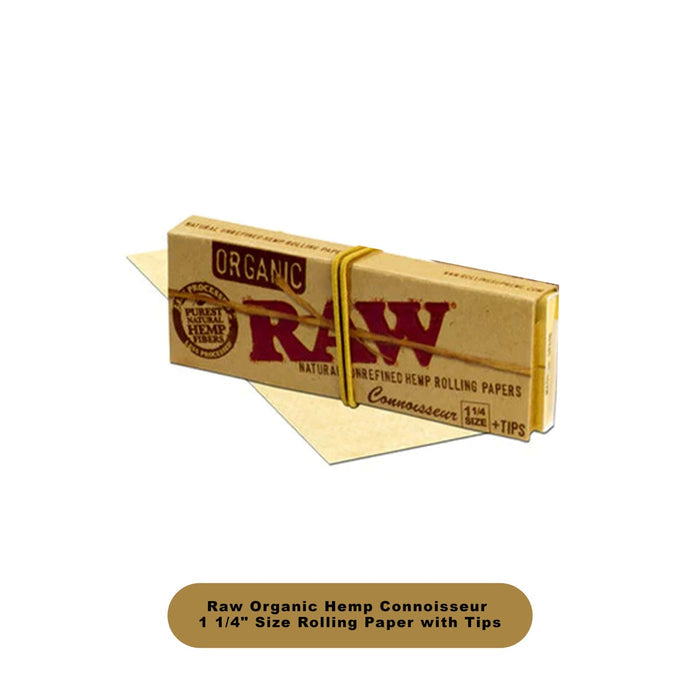 Raw Organic Hemp Connoisseur 1 1/4 Size Papers+Tips-24ct - Rolling Papers Raw wholesale supplier A1 main