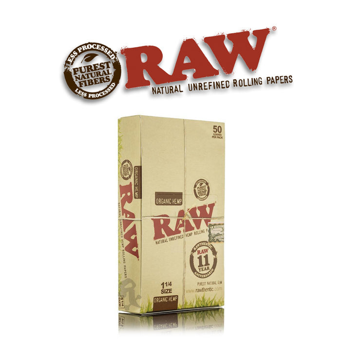 Raw Organic Hemp Rolling Papers 1 1/4- 24pk Display - Rolling Papers Raw wholesale supplier A1 main