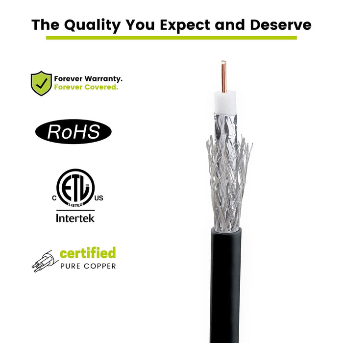 RG6 dual shield coax outdoor black 500ft