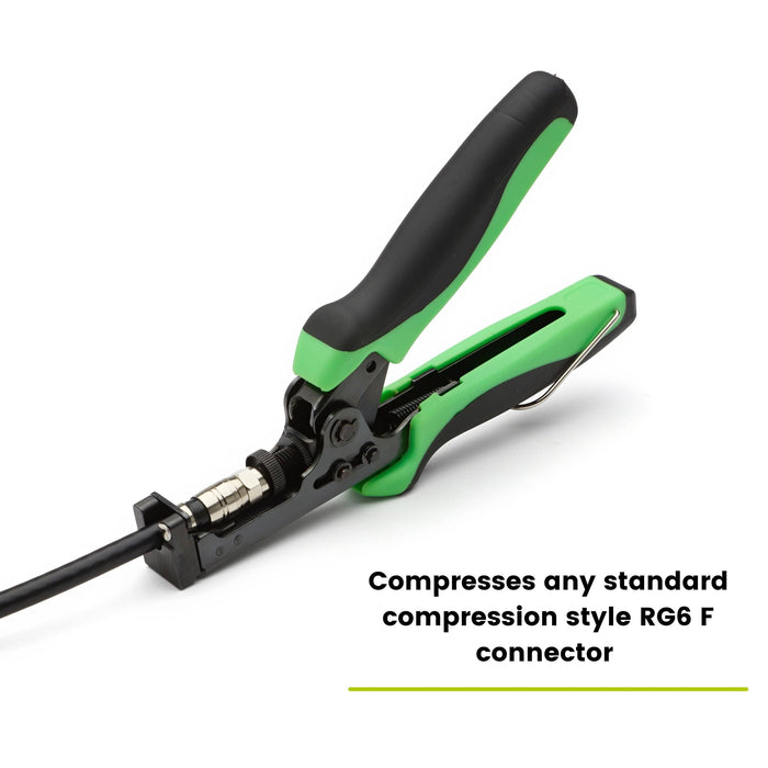 RG6 compression tool, with f connector inside