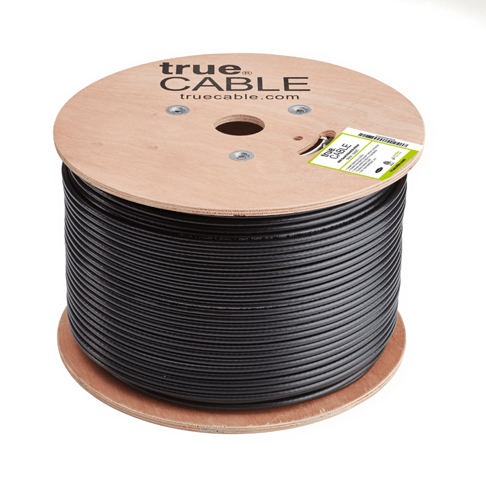 RG6 Quad Shield Coax Outdoor Black 1000ft