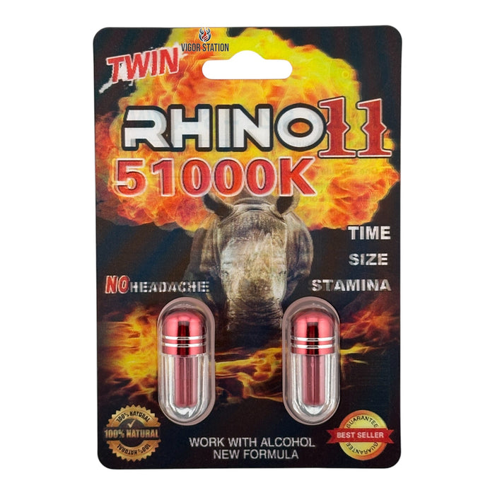 Rhino 11 51000K – Twin Pack (2 Capsules) - Pills Rhino wholesale supplier A1 main