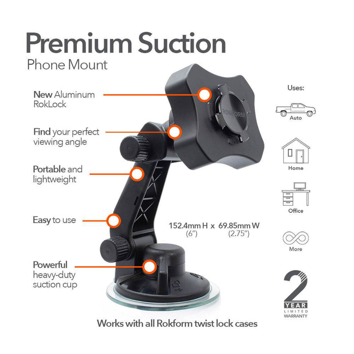 Premium windshield suction phone mount