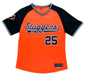 Sluggers orange black baseball jersey front