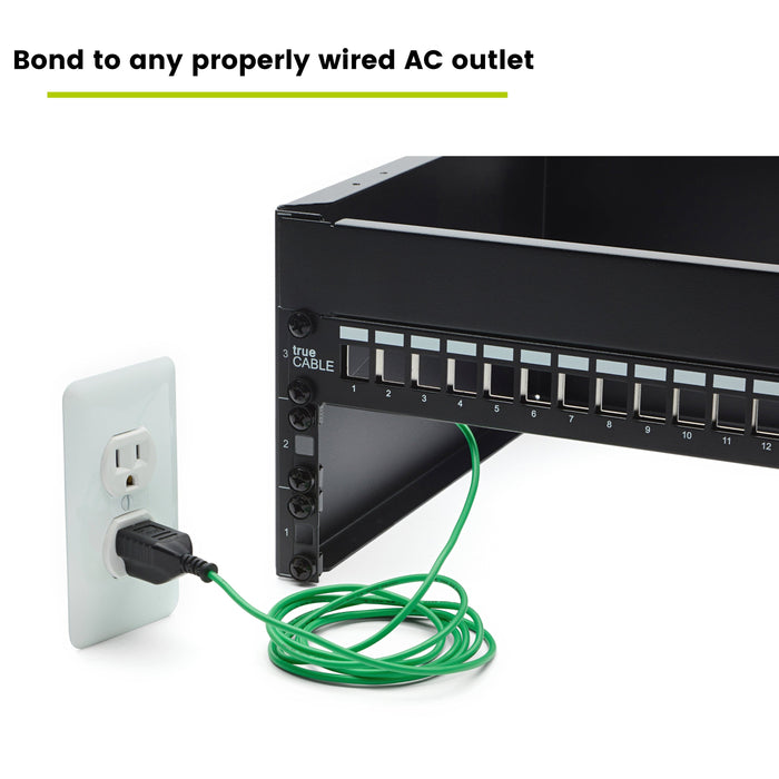 truePLUG, ground extension wire, attached to rack mount