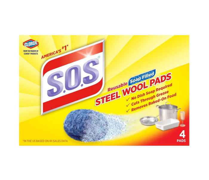 S.O.S. Steel Wool Soap Pads - 4ct/24pk - A1 WHOLESALE LLC wholesale supplier A1 main