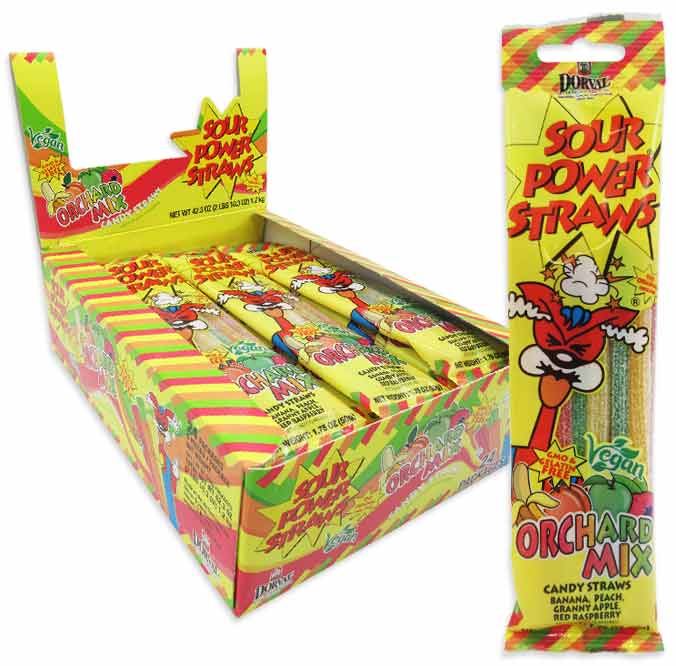 Sour Power Candy Straws Peg Bag – Orchard Mix: 24-Piece Display - My Store wholesale supplier A1 main