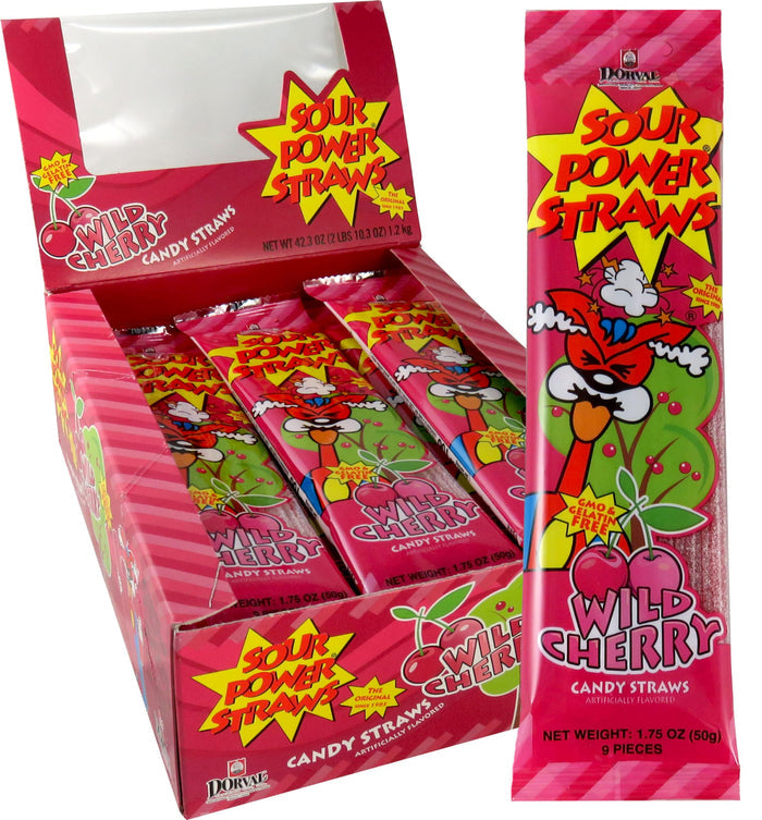 Sour Power Candy Straws, Wild Cherry, 1.75 oz (Pack of 24) - My Store wholesale supplier A1 main
