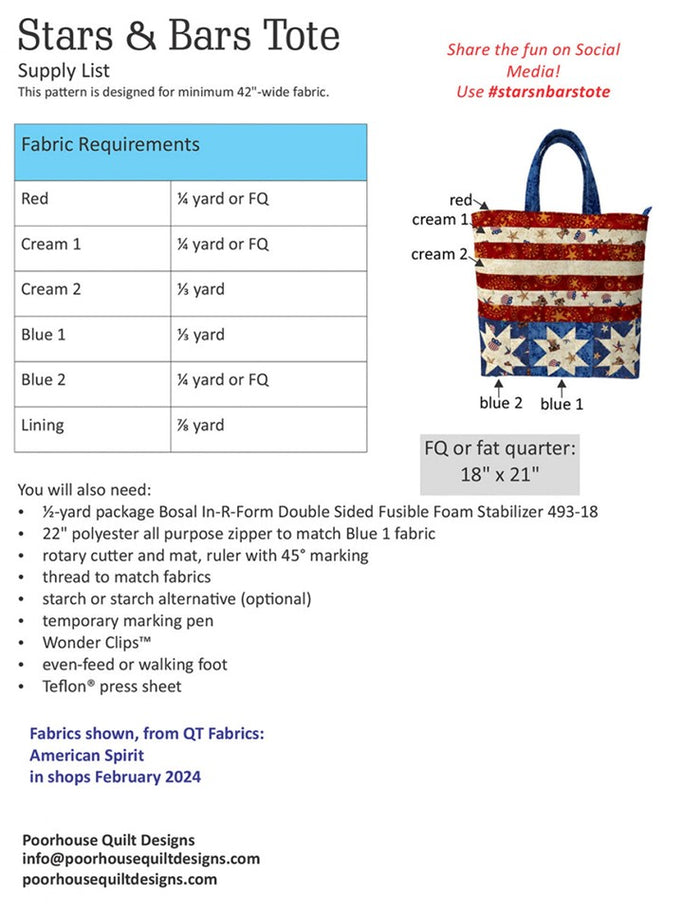 Stars & Bars Tote Pattern