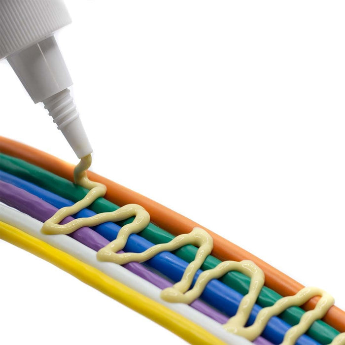 Synthetic Wax Wire and Cable Pulling Lubricant Close up of lubricant on ethernet cable
