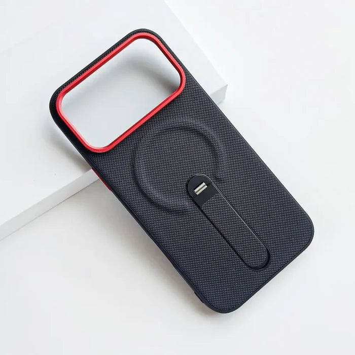 Tech Woven Fabric Magnetic Kickstand Phone Case Compatible with iPhone 17 Pro Max