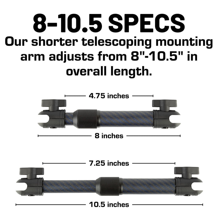 Telescoping Matte Color Carbon Fiber Mounting Arms with 20mm Connector Ends