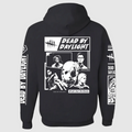 Black hoodie with 'Dead by Daylight' text and character illustrations on the back