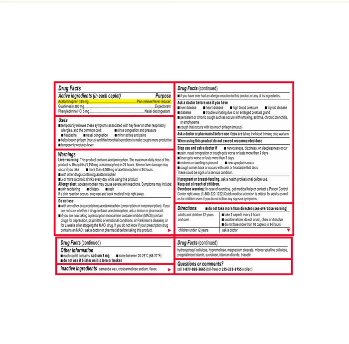 Tylenol Sinus Severe Daytime Caplets 24ct | Wholesale Case - Medicine A1 WHOLESALE LLC wholesale supplier A1 main