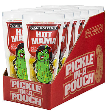 Van Holtens Hot Mama Pickle Pouches 12ct - Snacks Van Holtens wholesale supplier A1 main