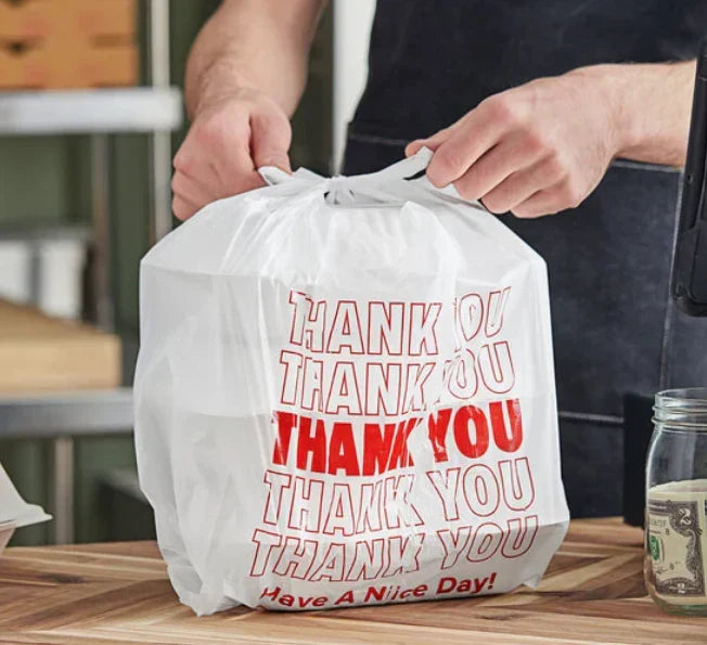 White “Thank You” T-Shirt Carry-Out Bags - 1000 Pack - A1 WHOLESALE LLC wholesale supplier A1 main