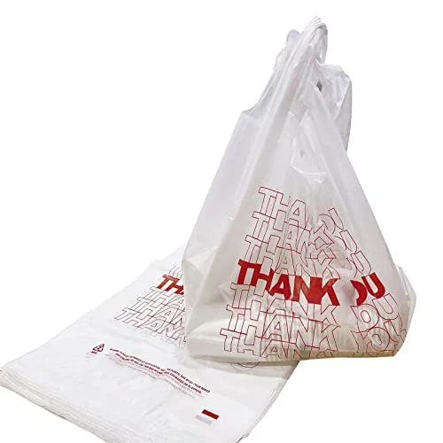 White “Thank You” T-Shirt Carry-Out Bags - 1000 Pack - A1 WHOLESALE LLC wholesale supplier A1 main