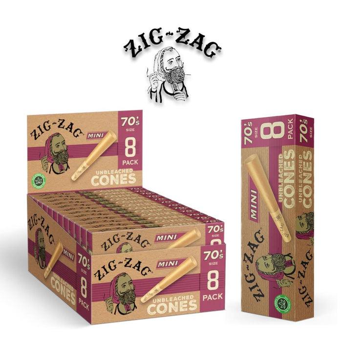 Zig Zag- Unbleached Cone Mini Size 70's - 8pack - Rolling Papers Zig Zag wholesale supplier A1 main