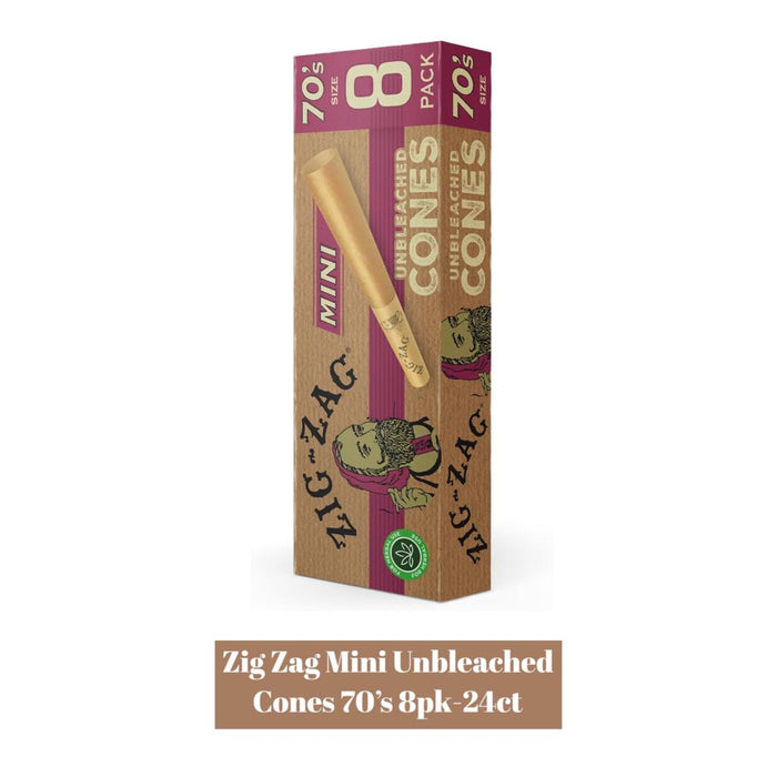 Zig Zag- Unbleached Cone Mini Size 70's - 8pack - Rolling Papers Zig Zag wholesale supplier A1 main
